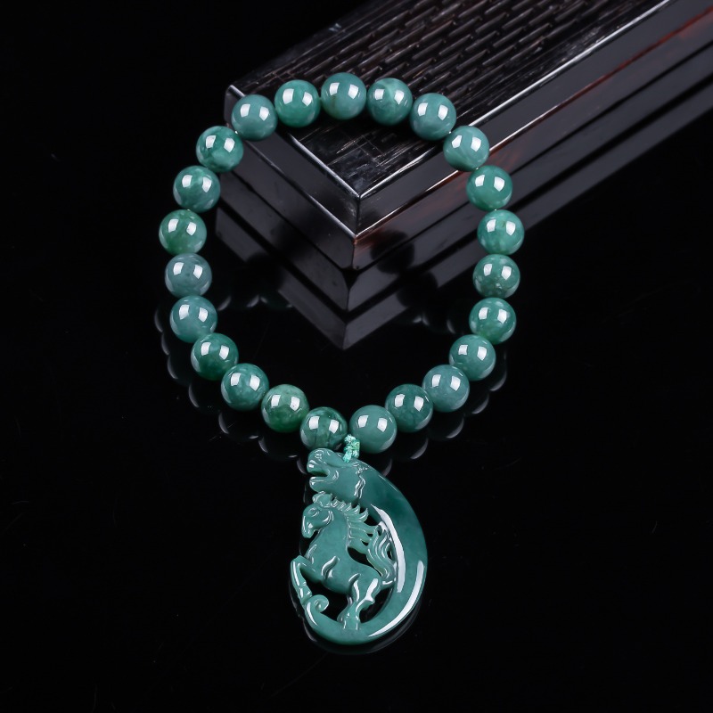 Jewelry & Watches Sp Z Oo Janów Lubelski - Natuurlijke Jadeïet Blue Water Zodiac Horse