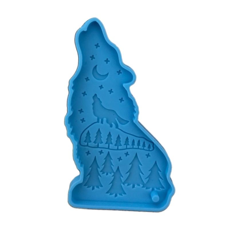 Wolf Jewelry & Watches Tampa - A52E Glanzende Wolf Sleutelhanger Epoxyhars Mal
