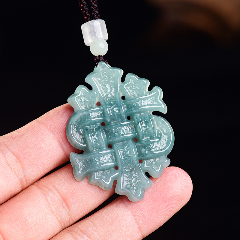 Jewelry & Watches Sp Z Oo Janów Lubelski - Natuurlijke Birmese Jadeiet Chinese Knoop Hanger